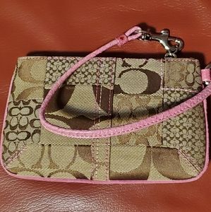 Coach patchwork pink snakeskin wristlet